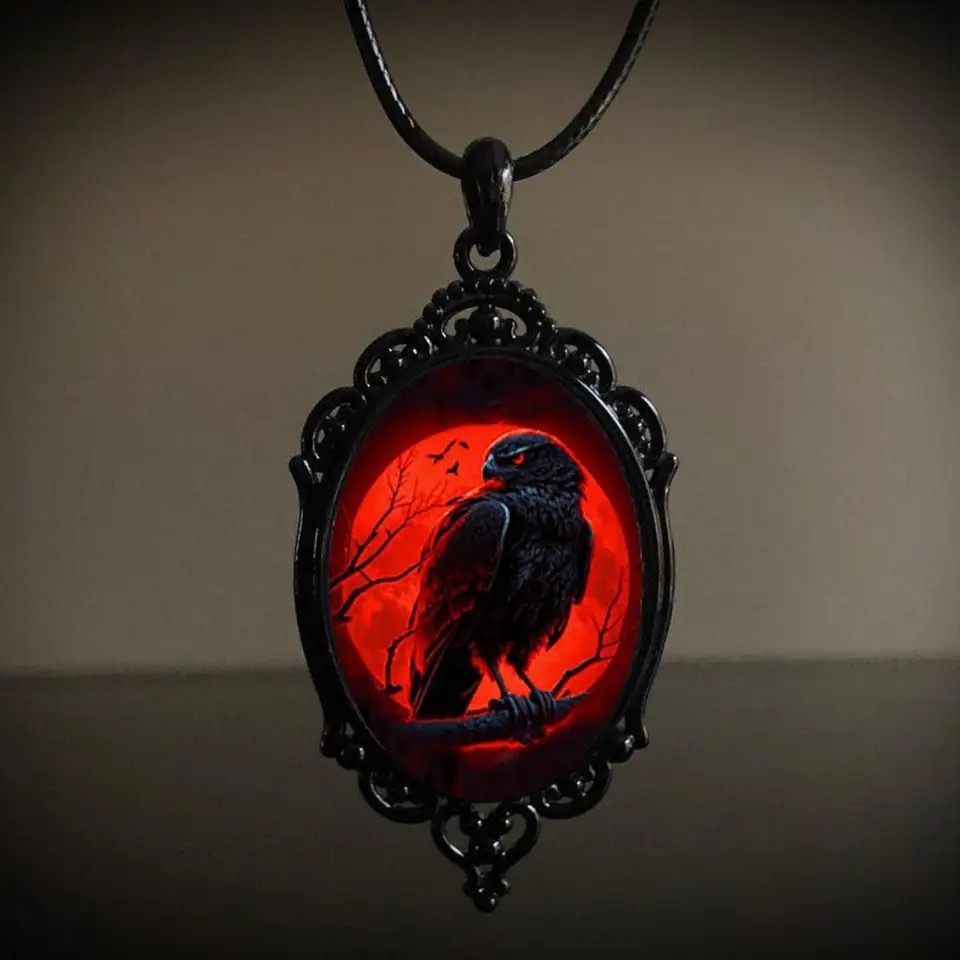 Men'S Vampire Accessories - Collier gothique Vampire hibou camée pour