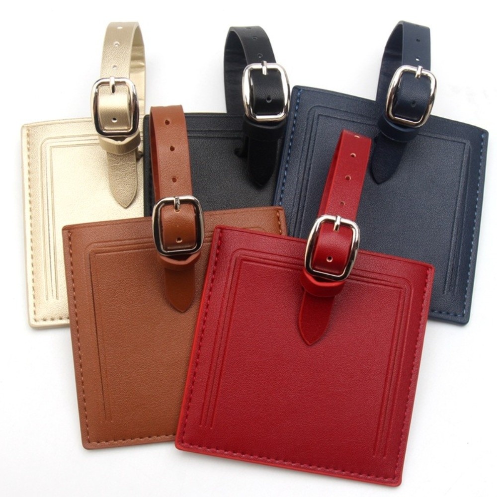Men Accessories Name - Étiquettes de bagages carrées en cuir