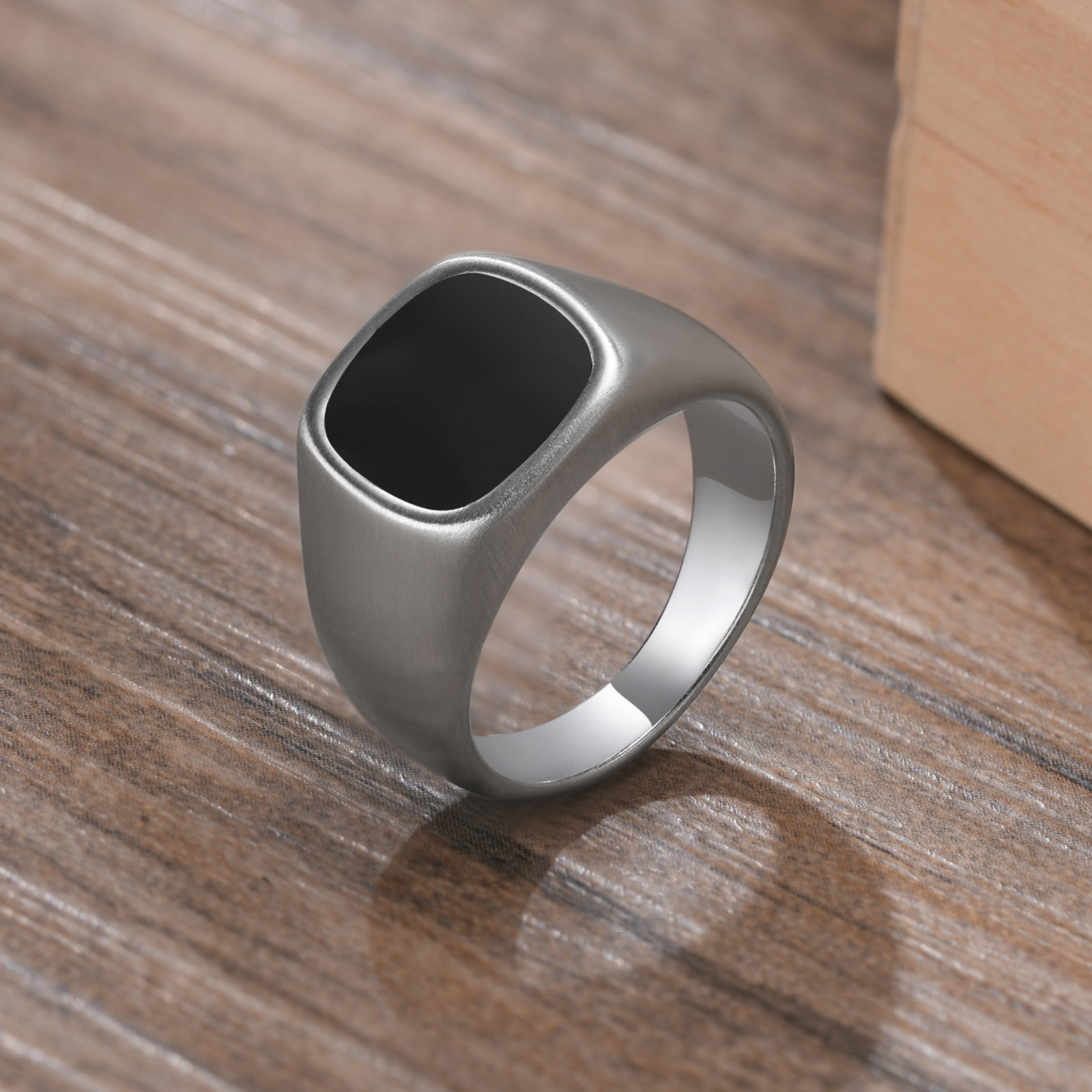 Signet Ring Men - Bague Signet en acier inoxydable pour