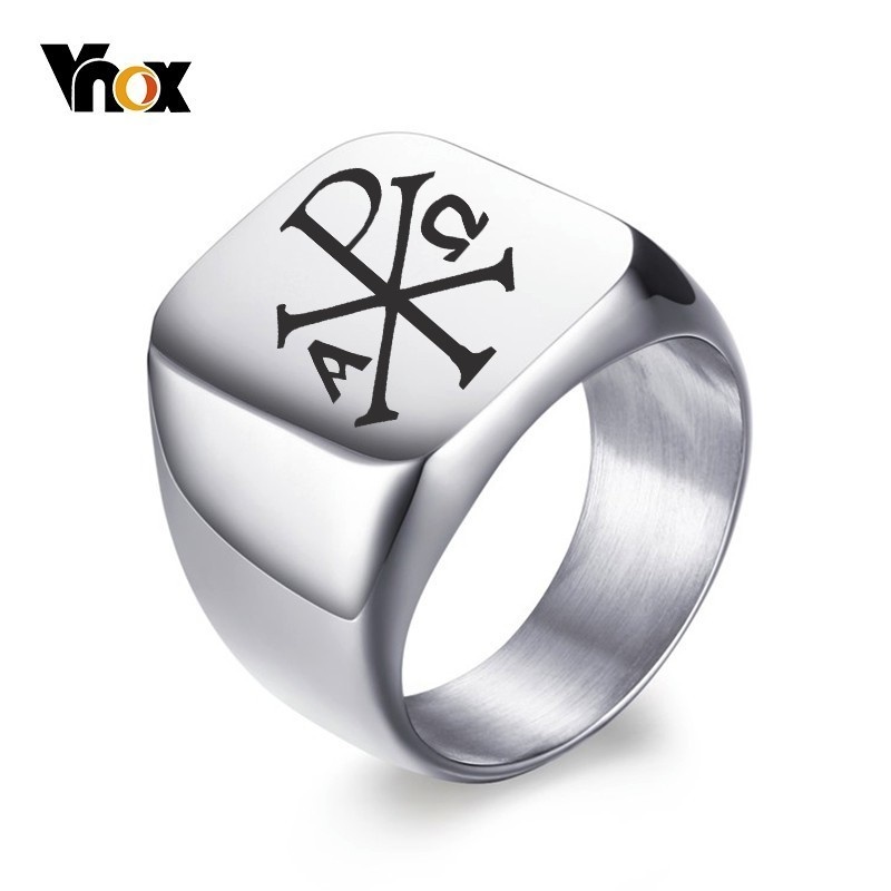Signet Ring Men - Vnox-Bague timbre personnalisée pour homme, acier
