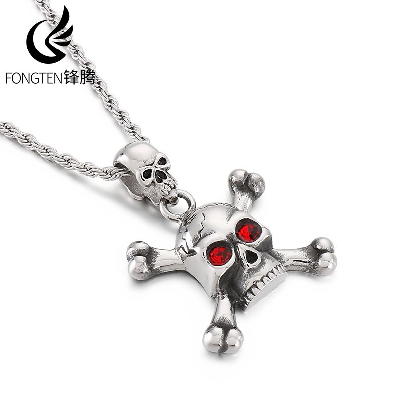 Men'S Vampire Accessories - Fongten-Collier Crâne aux Yeux Rouges en
