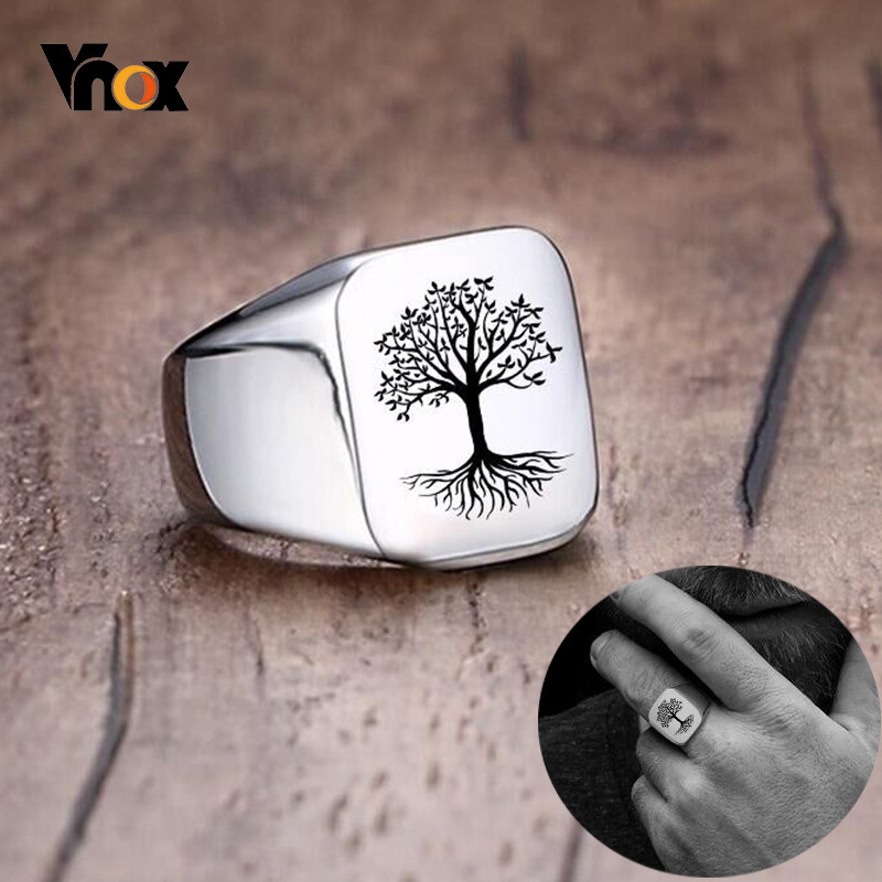 Signet Ring Men - Vnox Rock Punk arbre de vie
