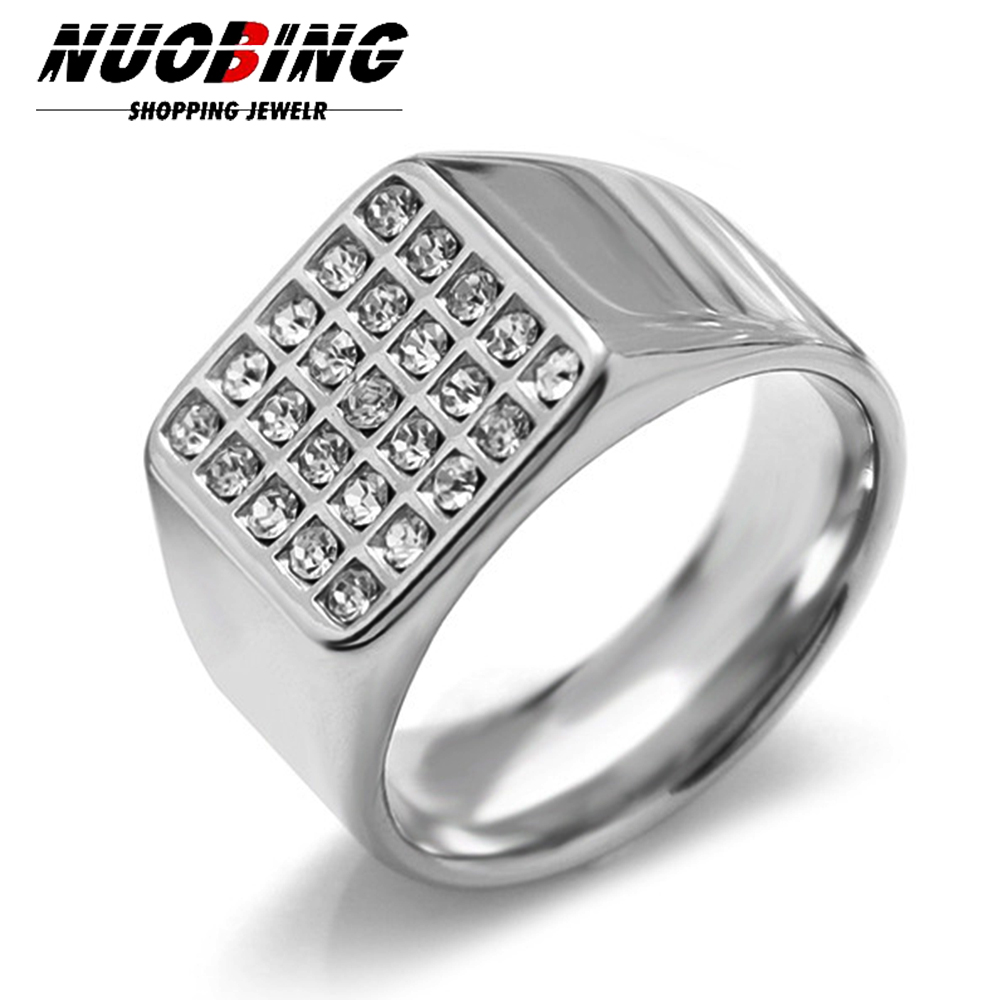Signet Ring Men - Bague chevalière en zircone cubique brillante