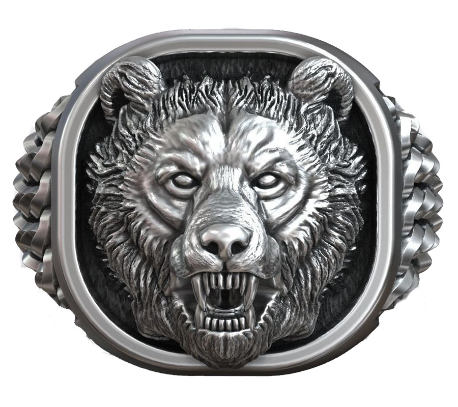 Ornement nordique Tête d'ours  - Signet Ring Men avis et prix