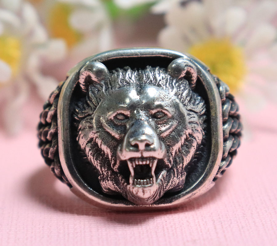 Ornement nordique Tête d'ours  - Signet Ring Men avis et prix