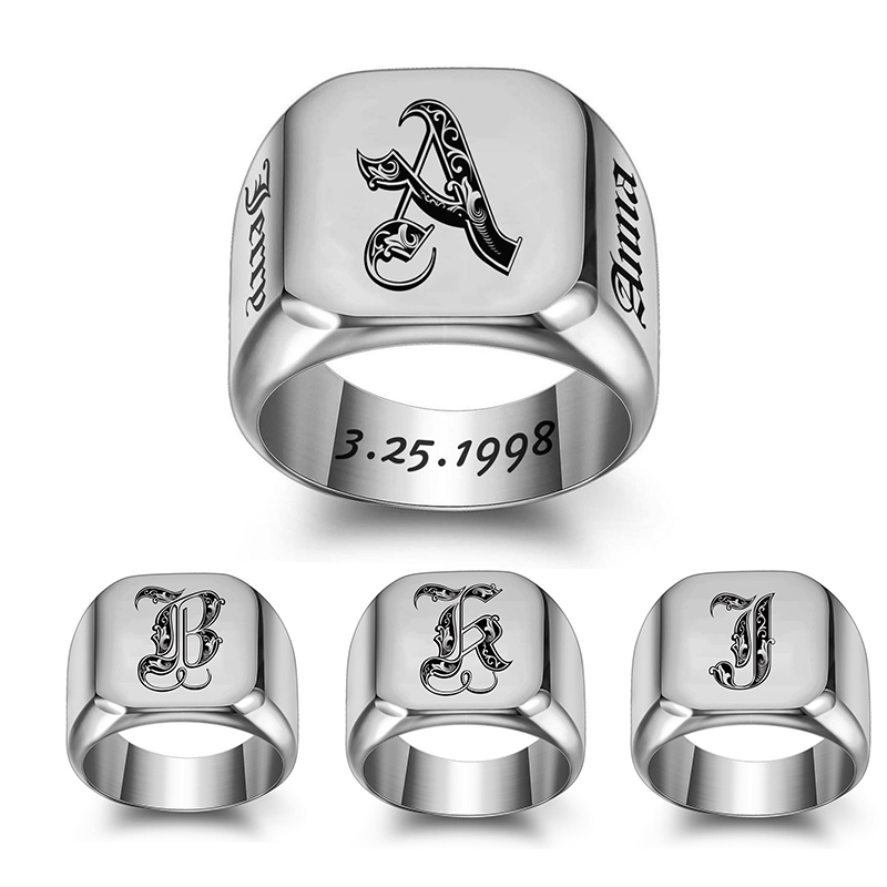 Bague avec nom gravé personnal - Signet Ring Men avis et prix